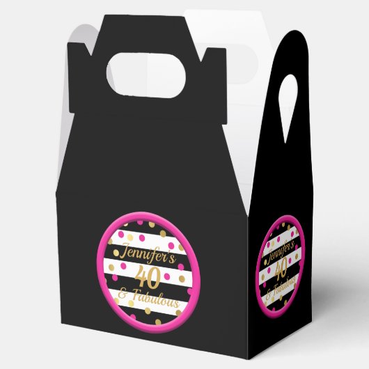 40 en Fabulous Zwarte Geveldozen met Handvat Bedankdoosjes (Geopend)