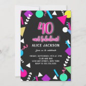 40 en Fabulous Zwarte Retro Verjaardag Kaart (Voorkant)