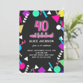 40 en Fabulous Zwarte Retro Verjaardag Kaart (Staand voorkant)