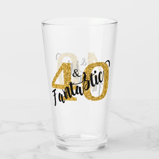 40 en Fantastic Years 40th Verjaardagsfeest Glas (Achterkant)