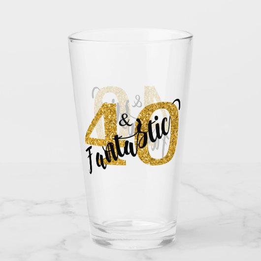 40 en Fantastic Years 40th Verjaardagsfeest Glas (Voorkant)