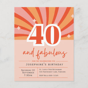 "40 en fantastisch", budget uitnodiging flyer