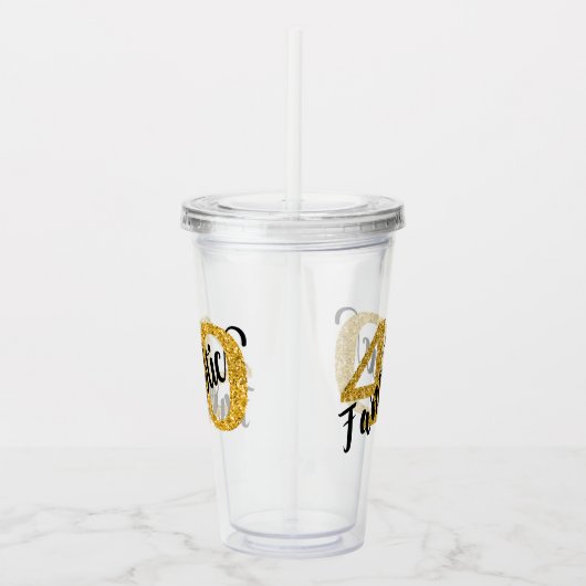 40 en Fantastisch Goud Glitter Cadeaufeest Acryl Drinkbeker (Rechts)