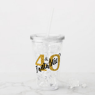 40 en Fantastisch Gouden Glitter Cadeau feestje Acryl Drinkbeker