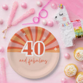"40 en fantastisch", retro heldere perzik papieren bordje (Feest)