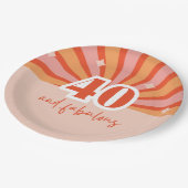"40 en fantastisch", retro heldere perzik papieren bordje (Gekanteld)