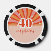 "40 en fantastisch", retro heldere perzik poker chips (Achterkant)