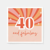 "40 en fantastisch", retro heldere perzik servet (Voorkant)