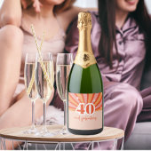 "40 en fantastisch", retro heldere perzik sparkling wijnetiket