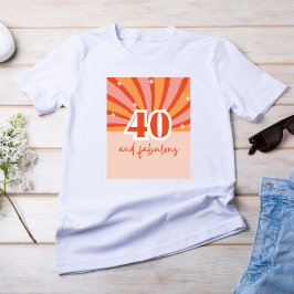 "40 en fantastisch", retro heldere perzik t-shirt