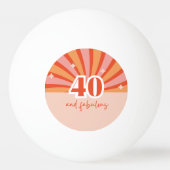 "40 en fantastisch", retro lichte perzik klein pingpongbal (Voorkant)