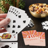 "40 en fantastisch", retro lichte perzik klein pokerkaarten (Insitu)