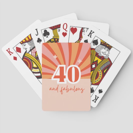 "40 en fantastisch", retro lichte perzik klein pokerkaarten (Achterkant)