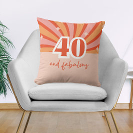 "40 en fantastisch", retro perzik verjaardag kussen