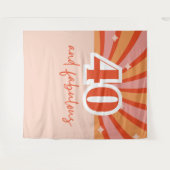 "40 en fantastisch", retro verjaardagsfeestbanner wandkleed (Voorkant (horizontaal))