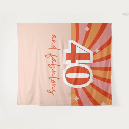 "40 en fantastisch", retro verjaardagsfeestbanner wandkleed (Voorkant (horizontaal))