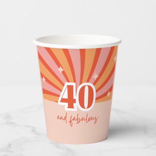 40 en fantastisch retro verjaardagsfeestje papieren bekers (Voorkant)
