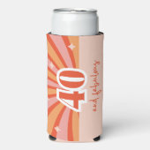 "40 en fantastisch", retro verjaardagsfeestje seltzer blikjeskoeler (Seltzer Voorkant)