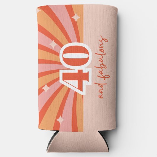 "40 en fantastisch", retro verjaardagsfeestje seltzer blikjeskoeler (Voorkant)