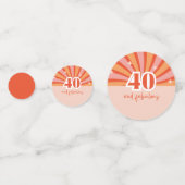 "40 en fantastisch", retro verjaardagsfeesttafel confetti (Achterkanten)