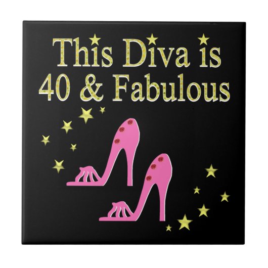 40 EN FANTASTISCH ROZE SCHOEN QUEEN DESIGN TEGELTJE (Voorkant)