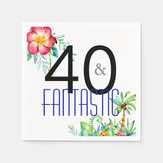 40 en Fantastisch Tropisch 40ste Verjaardagsfeest Servet (Voorkant)