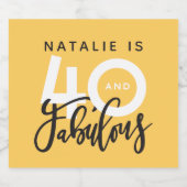 40 en fantastisch verjaardagsfeestlabel sparkling wijnetiket (Enkel label)