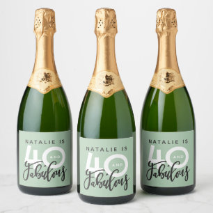 40 en fantastisch verjaardagsfeestlabel sparkling wijnetiket