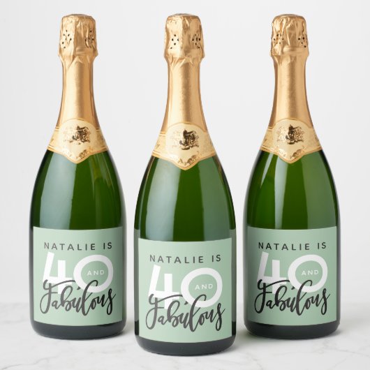 40 en fantastisch verjaardagsfeestlabel sparkling wijnetiket (Flessen)