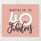 40 en fantastisch verjaardagsfeestlabel sparkling wijnetiket (Enkel label)