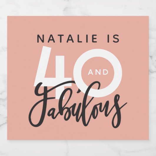 40 en fantastisch verjaardagsfeestlabel sparkling wijnetiket (Enkel label)