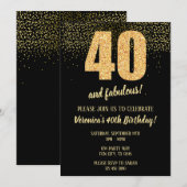 40 en fantastisch zwart en goud 40e kaart (Voorkant / Achterkant)