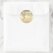 40 en fantastische, elegante gouden Rozen bloem Ronde Sticker (Tas)