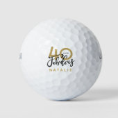 40 en fantastische gouden & zwarte verjaardag golfballen (Voorkant)