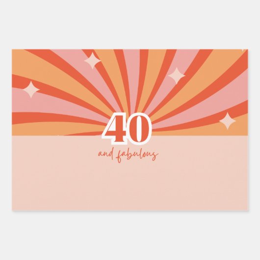 40 en fantastische, retro heldere perzik inpakpapier vel (Voorkant)