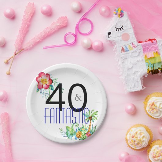 40 en Fantastische Tropische 40e verjaardag Papieren Bordje (Feest)