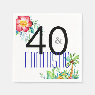 40 en Fantastische Tropische 40e verjaardag Servet
