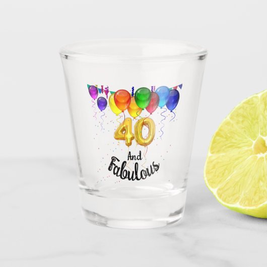 40 en fantastische verjaardagsballonnen shot glas (Voorkant)