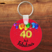 40 en fantastische verjaardagsballonnen sleutelhanger (Voorkant)