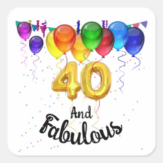 40 en fantastische verjaardagsballonnen vierkante sticker