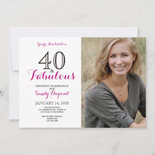 40 en fantastische verjaardagsfeestuitnodiging kaart (Voorkant)