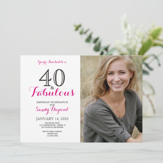 40 en fantastische verjaardagsfeestuitnodiging kaart (Staand voorkant)