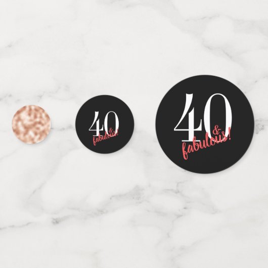 40 en fantastische zwarte en Roos gouden verjaarda Confetti (Achterkanten)