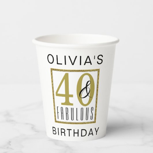 40- en feestelijke feestdag papieren bekers (Voorkant)