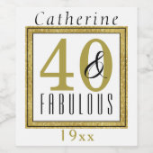 40- en feestelijke feestdag wijn etiket (Enkel label)