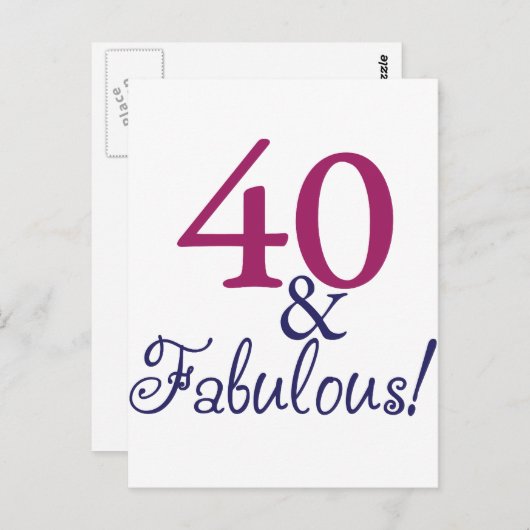 40 en geweldig (40e verjaardag) briefkaart (Voorkant / Achterkant)
