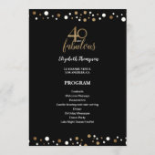 40 en geweldig 40e verjaardag programma programmakaart (Achterkant)