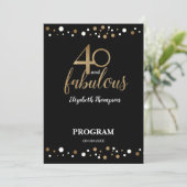 40 en geweldig 40e verjaardag programma programmakaart (Staand voorkant)