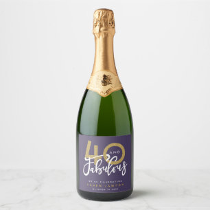 40 en geweldig paars goud sparkling wijnetiket