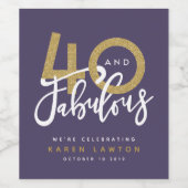 40 en geweldig paars goud wijn etiket (Enkel label)